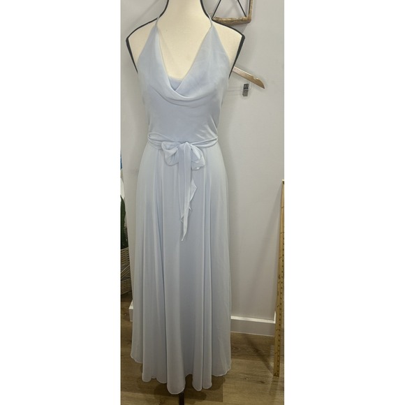 Amsale Light Blue Cowl Neckline‎ Dress Size 4 A-line Bridesmaid  Dress - Picture 1 of 9